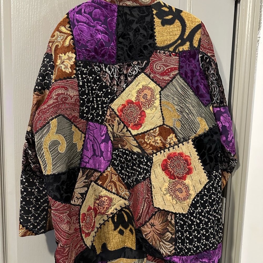 Patchwork Multicolor Jacket Indigo Moon Vtg 1x Fl… - image 6